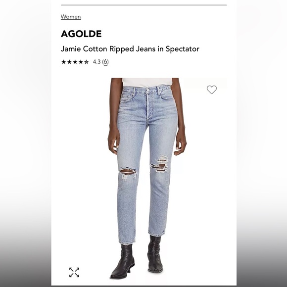 Agolde Light Blue Straight Leg Jeans with Distressing - Picture 2 of 5